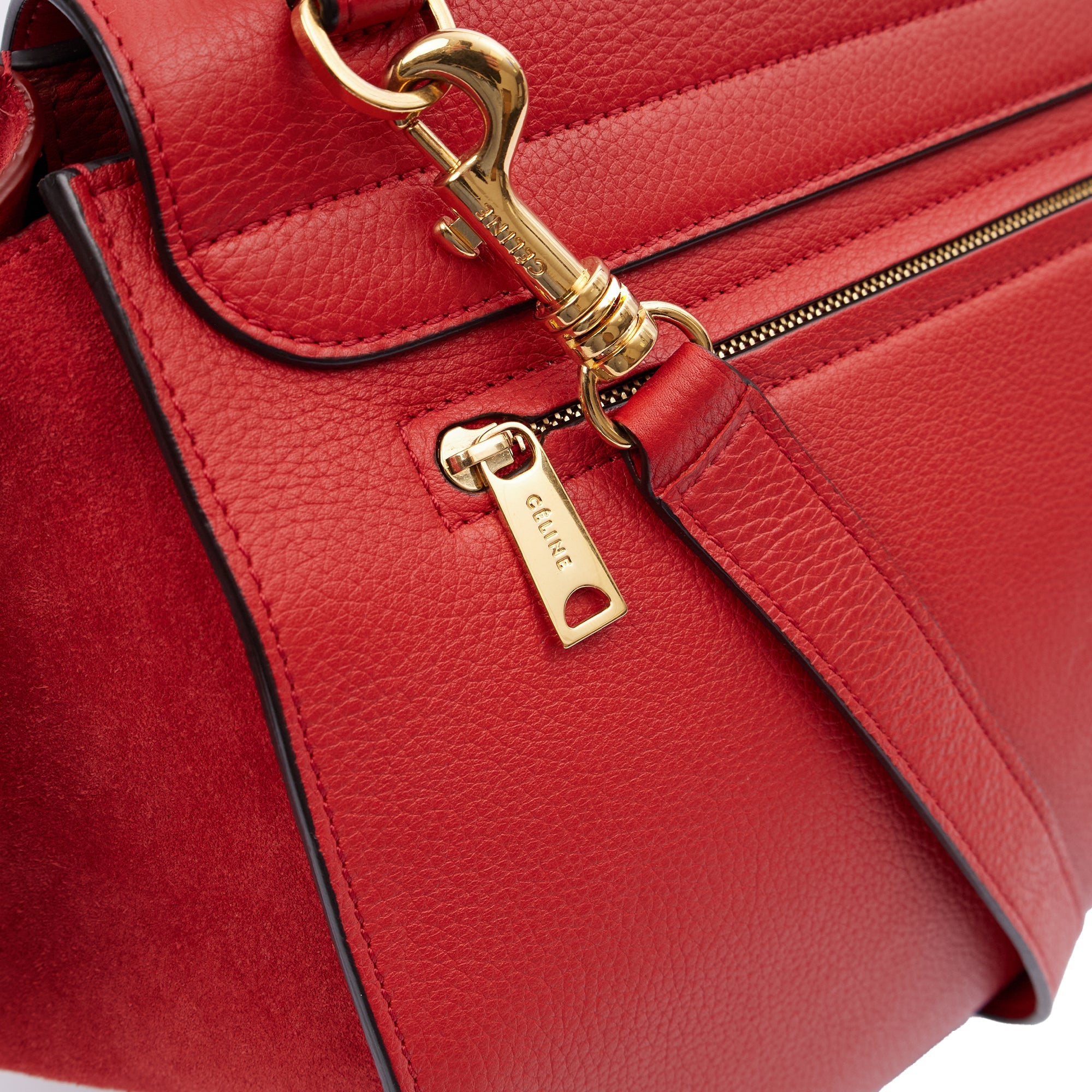 Celine Top Handle Trapeze - Medium in Red, Box Calfskin