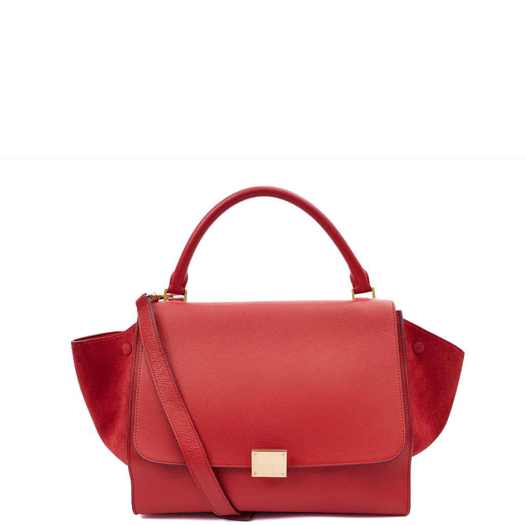 Celine Top Handle Trapeze - Medium in Red, Box Calfskin