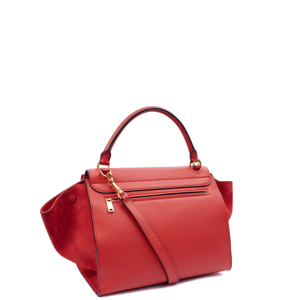 Celine Top Handle Trapeze - Medium in Red, Box Calfskin