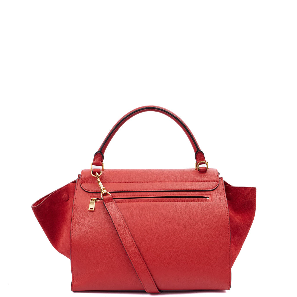 Celine Top Handle Trapeze - Medium in Red, Box Calfskin
