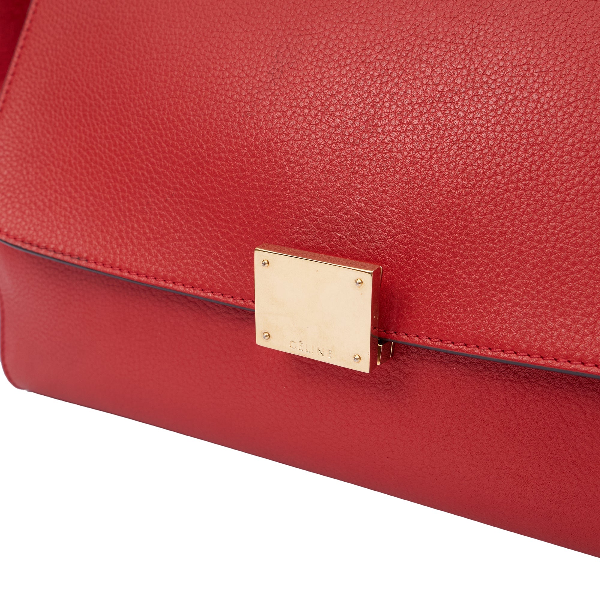 Celine Top Handle Trapeze - Medium in Red, Box Calfskin