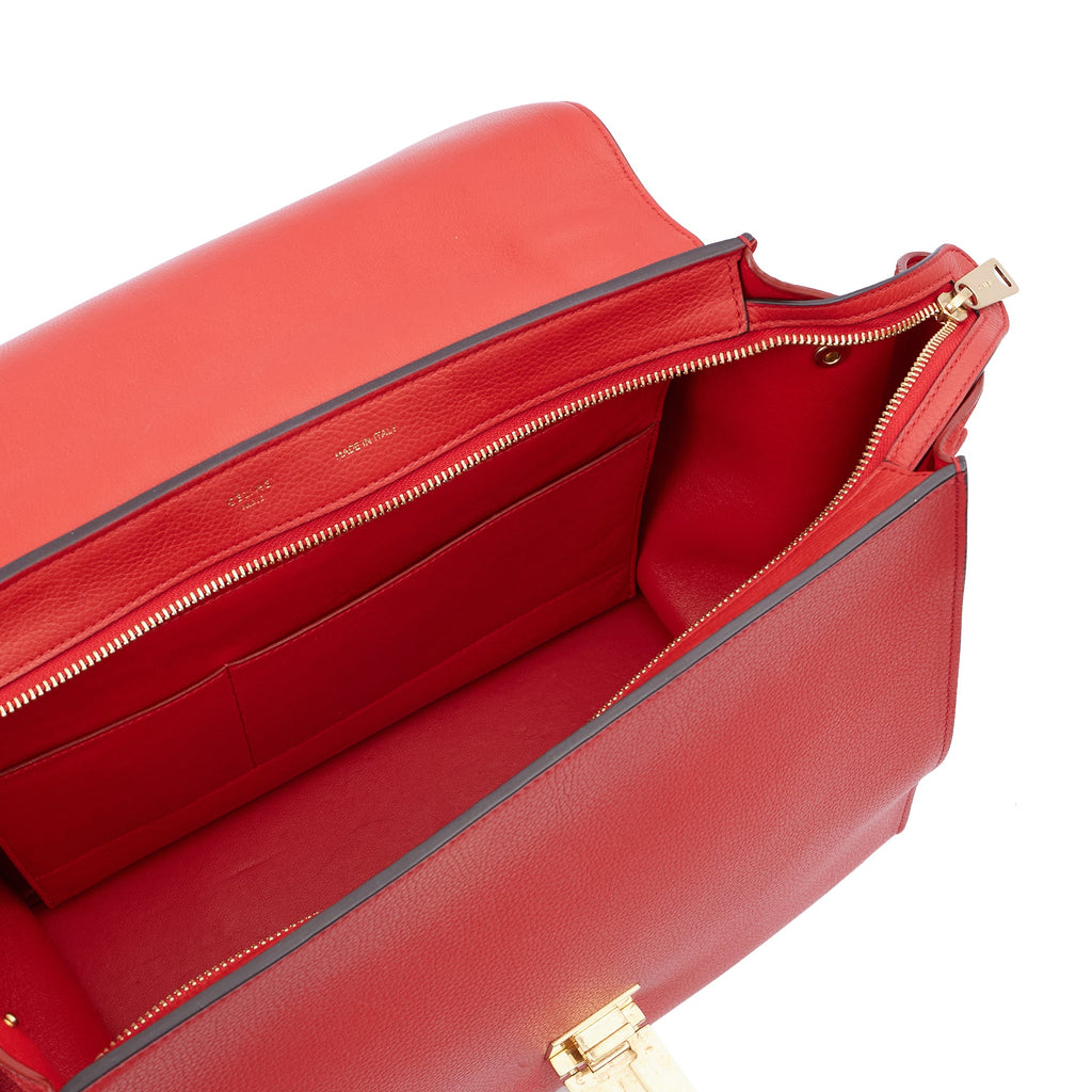 Celine Top Handle Trapeze - Medium in Red, Box Calfskin