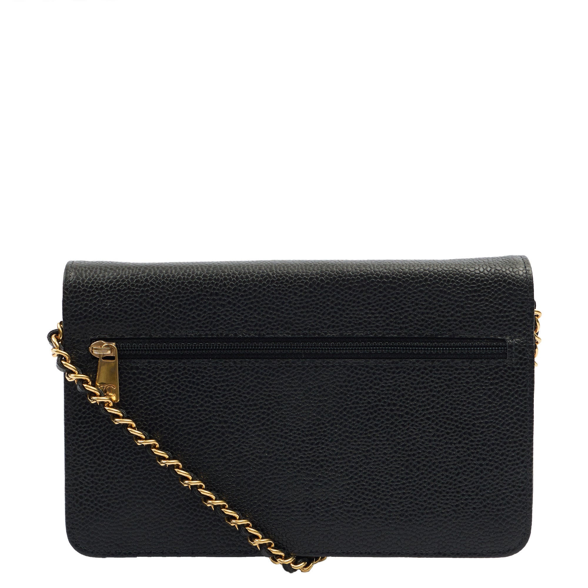 Chanel Cross Body Wallet on Chain in Black, Caviar Leather