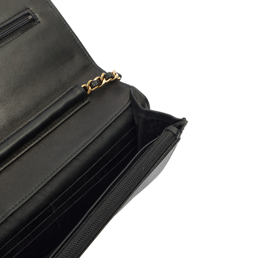 Chanel Cross Body Wallet on Chain in Black, Caviar Leather