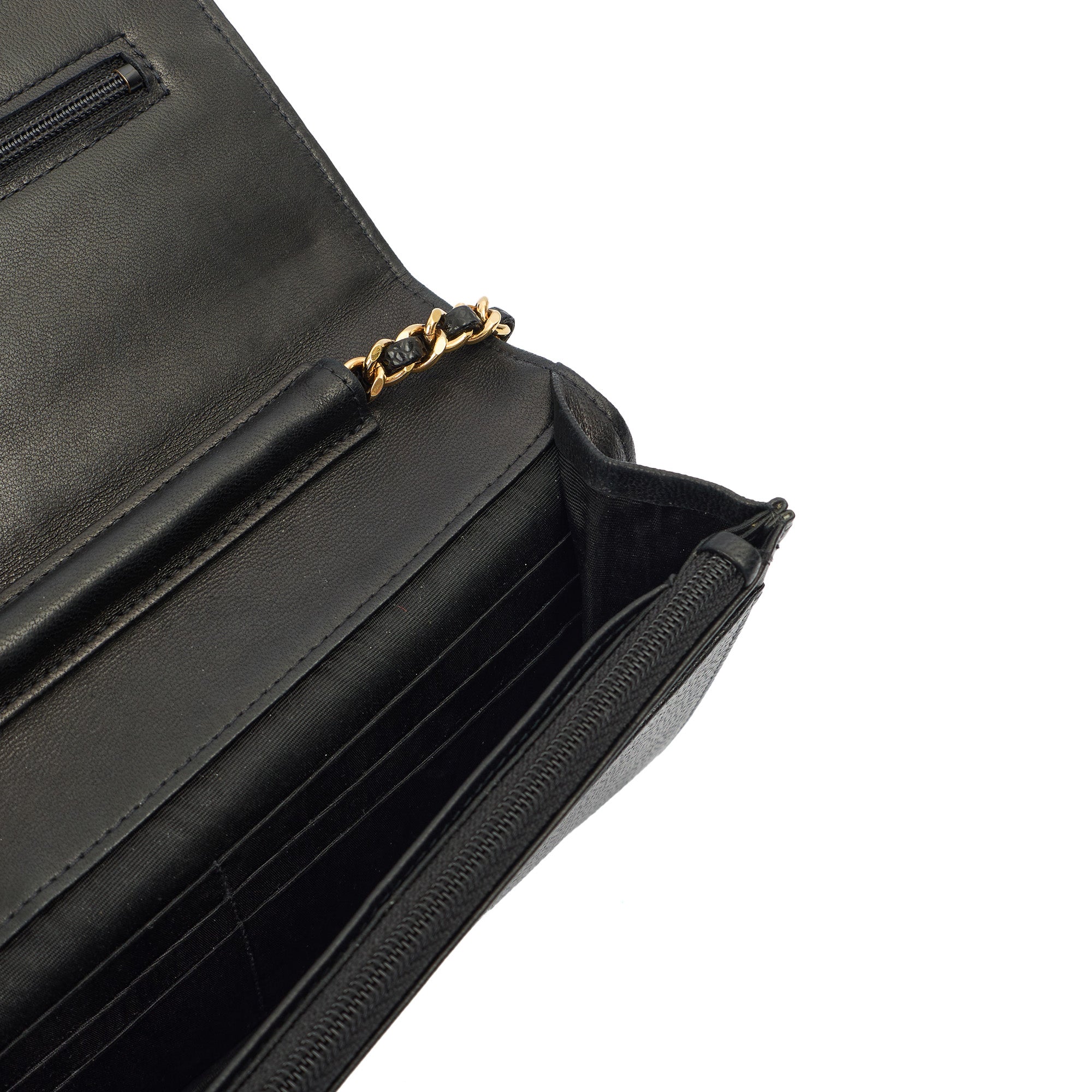 Chanel Cross Body Wallet on Chain in Black, Caviar Leather