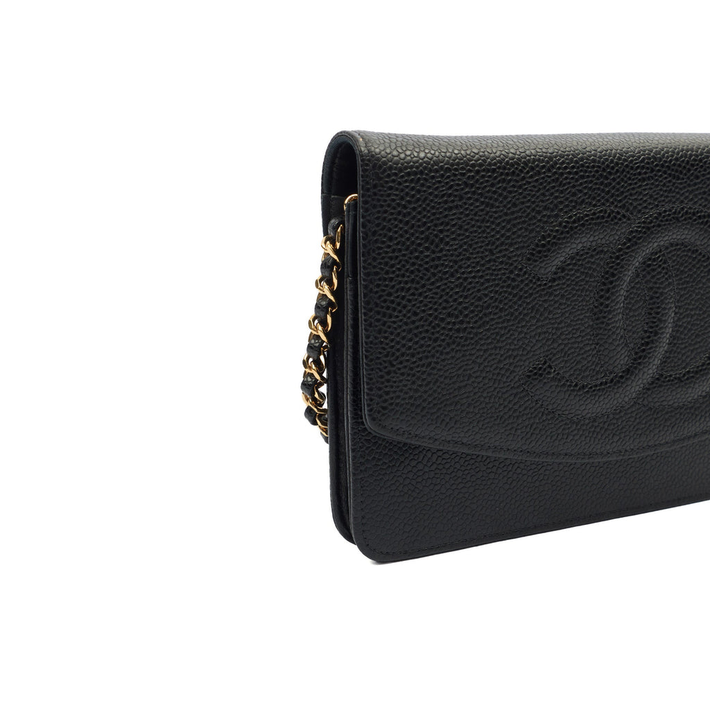 Chanel Cross Body Wallet on Chain in Black, Caviar Leather
