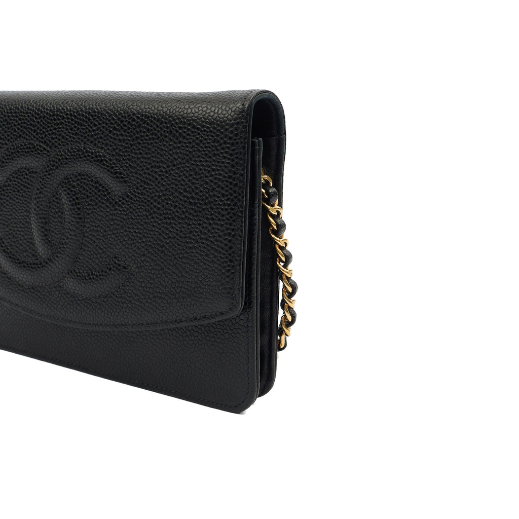 Chanel Cross Body Wallet on Chain in Black, Caviar Leather