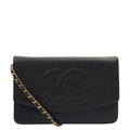 Chanel Cross Body Wallet on Chain in Black, Caviar Leather