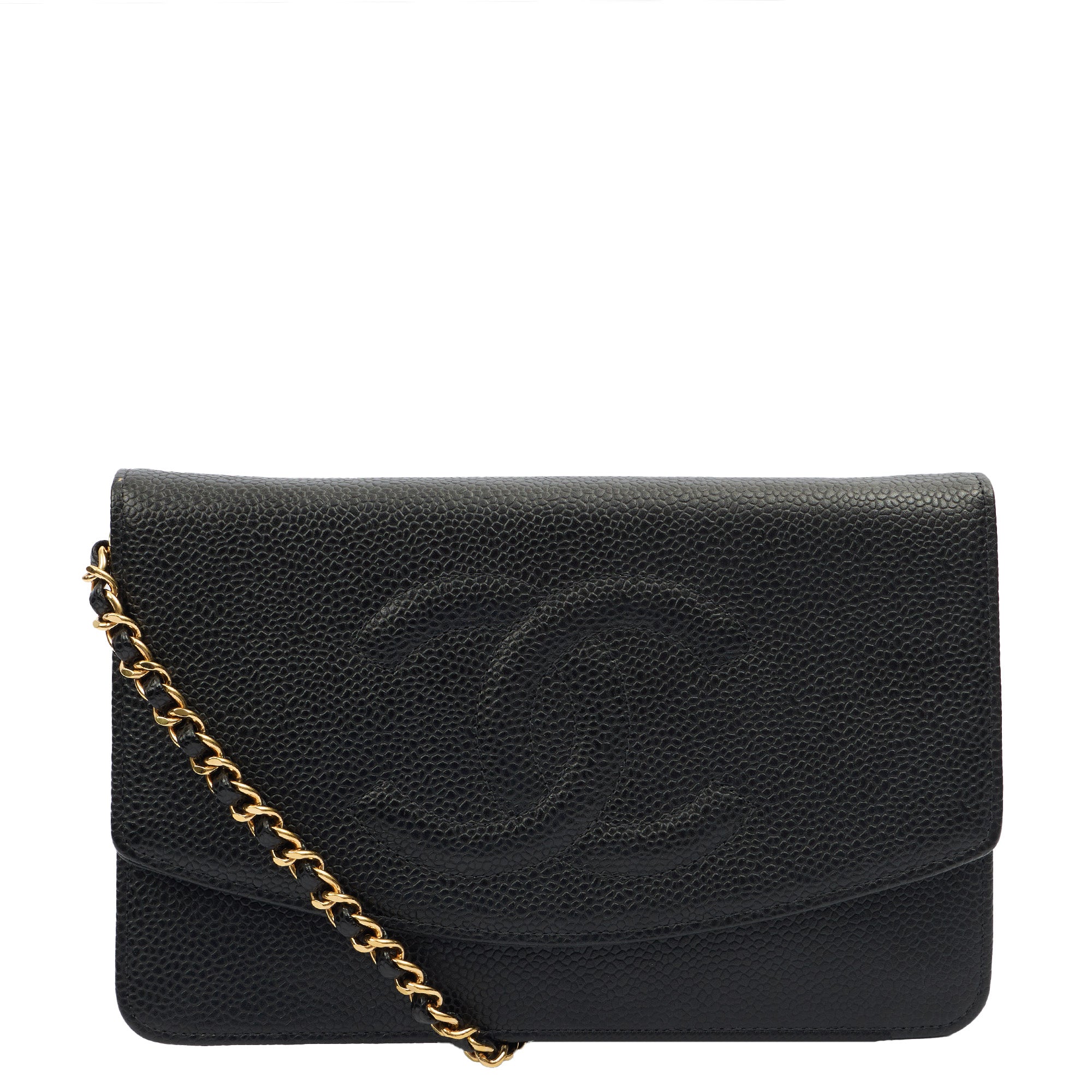 Chanel Cross Body Wallet on Chain in Black, Caviar Leather