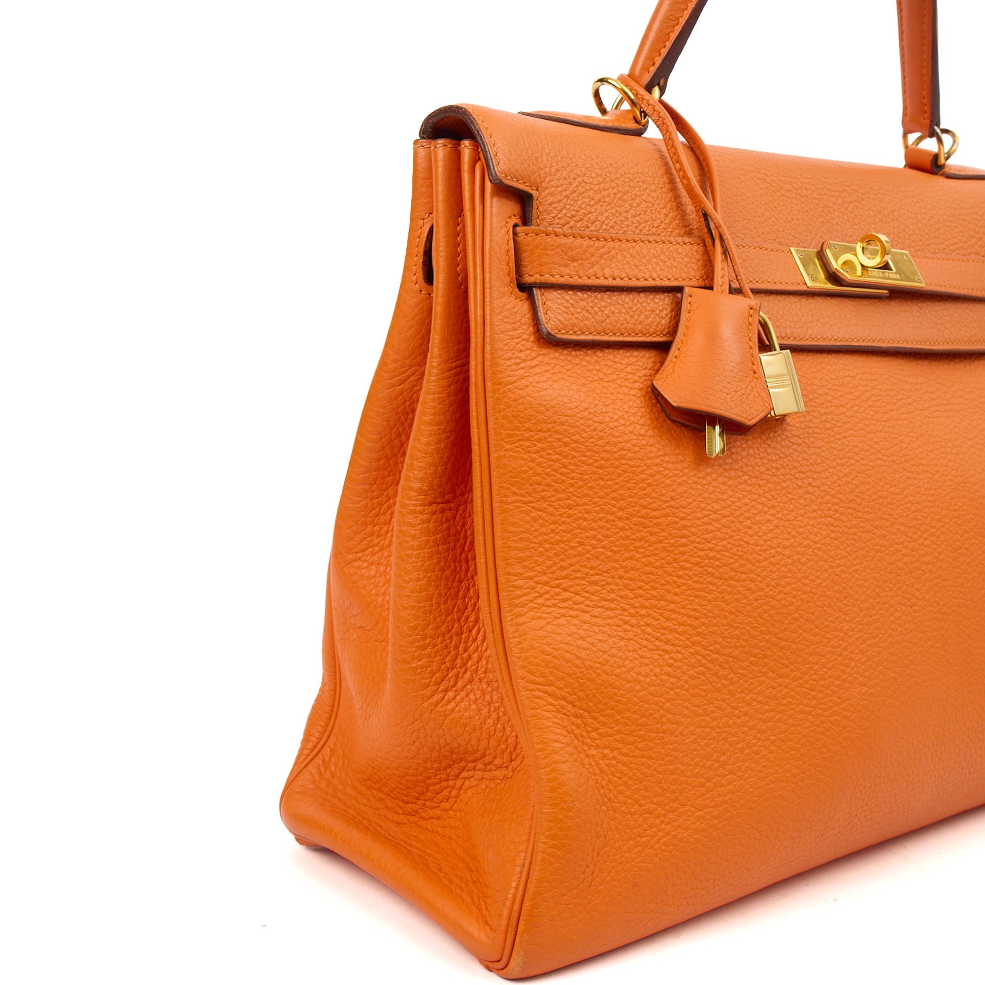 Hermes Tote Kelly 35 in Classic Orange, Togo Leather