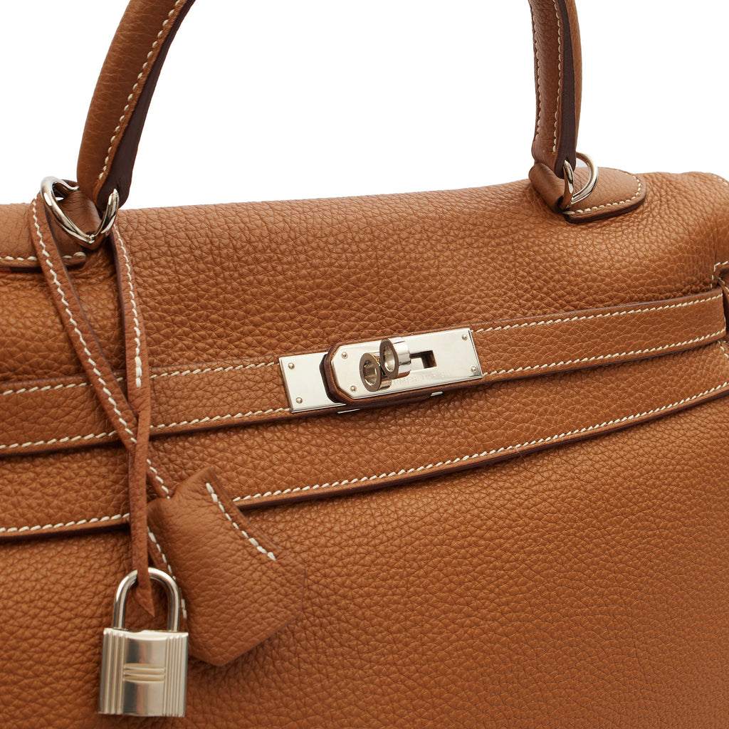 Hermes Top Handle Kelly 35 in Gold, Togo Leather