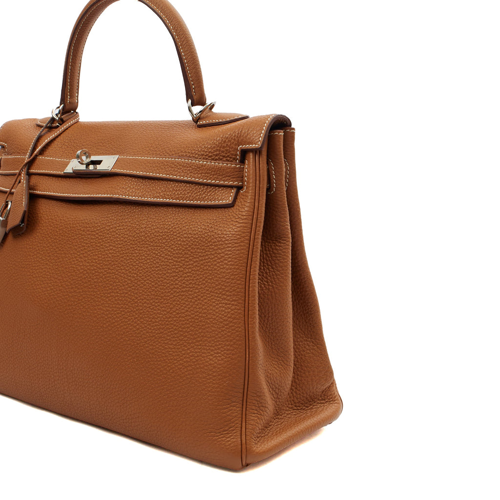 Hermes Top Handle Kelly 35 in Gold, Togo Leather
