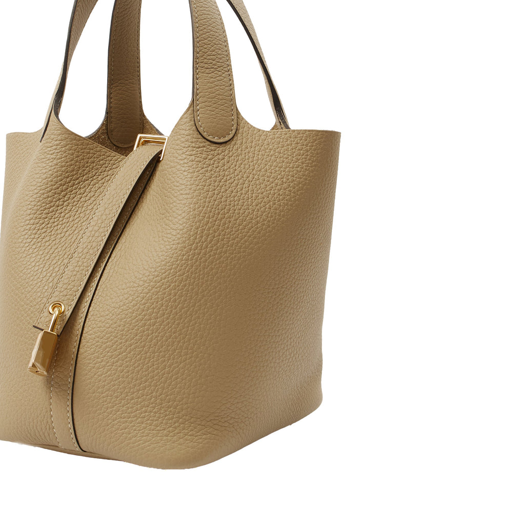 Hermes Tote Picotin 18 in Trench, Clemence Leather