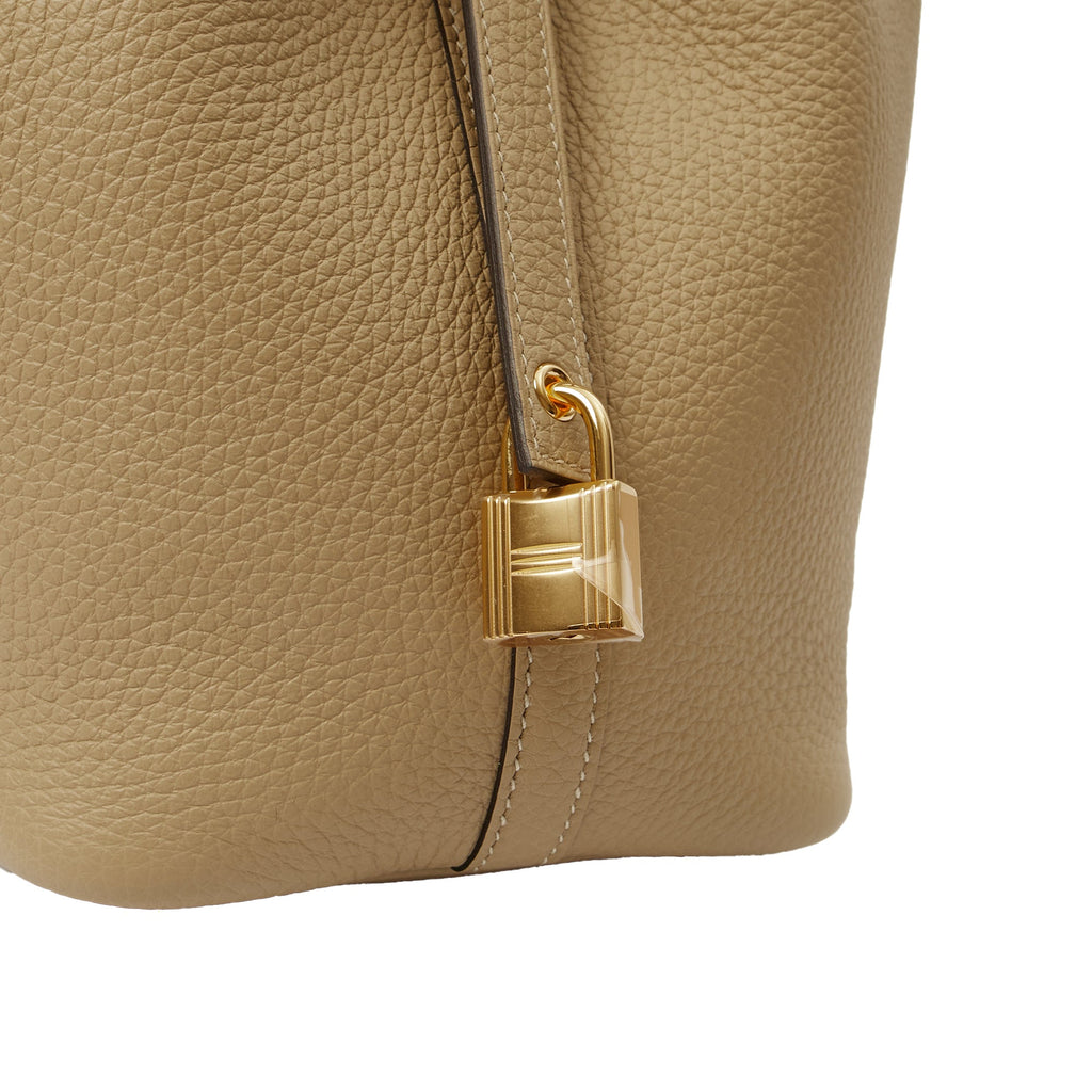 Hermes Tote Picotin 18 in Trench, Clemence Leather