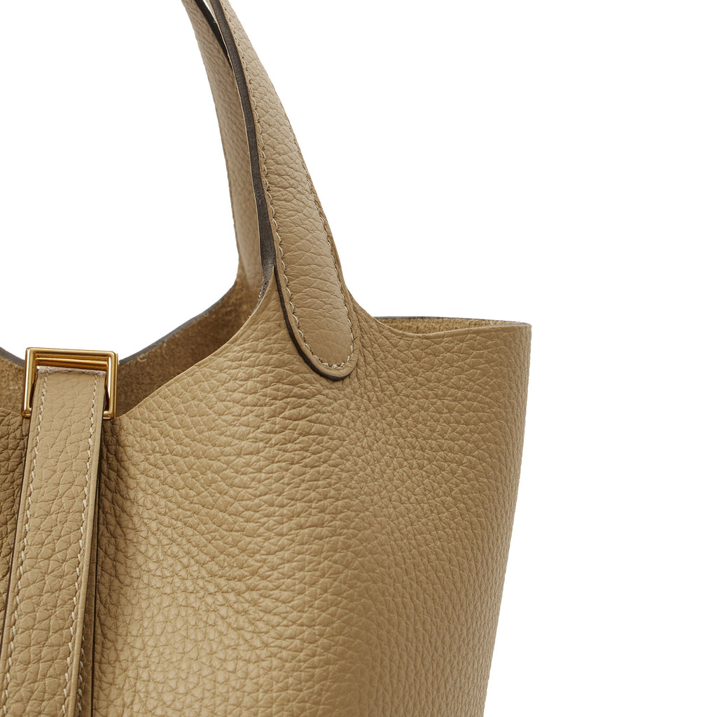 Hermes Tote Picotin 18 in Trench, Clemence Leather