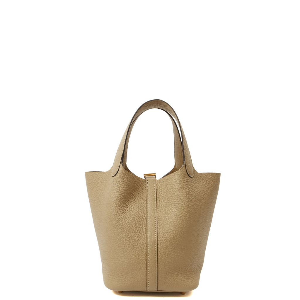 Hermes Tote Picotin 18 in Trench, Clemence Leather