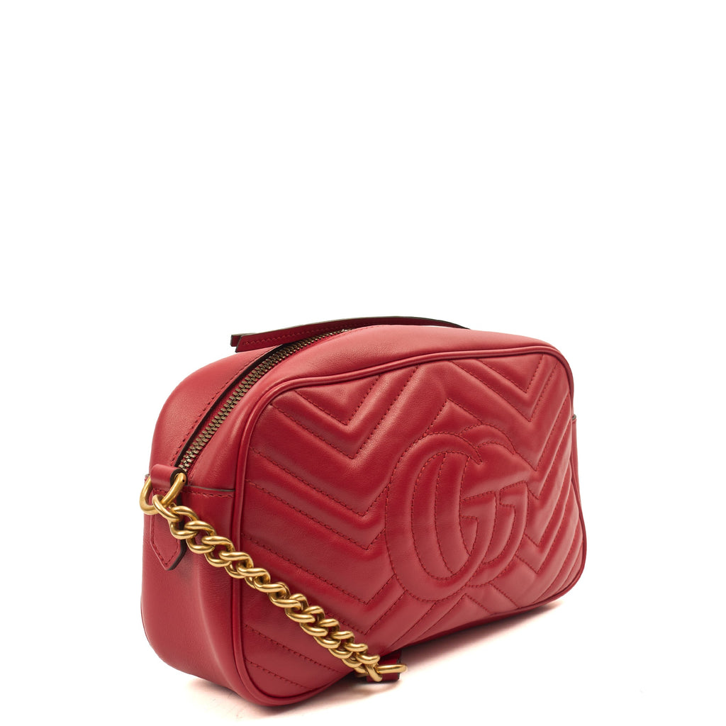 Gucci Cross Body Marmont Shoulder Bag - Small in Red, Leather