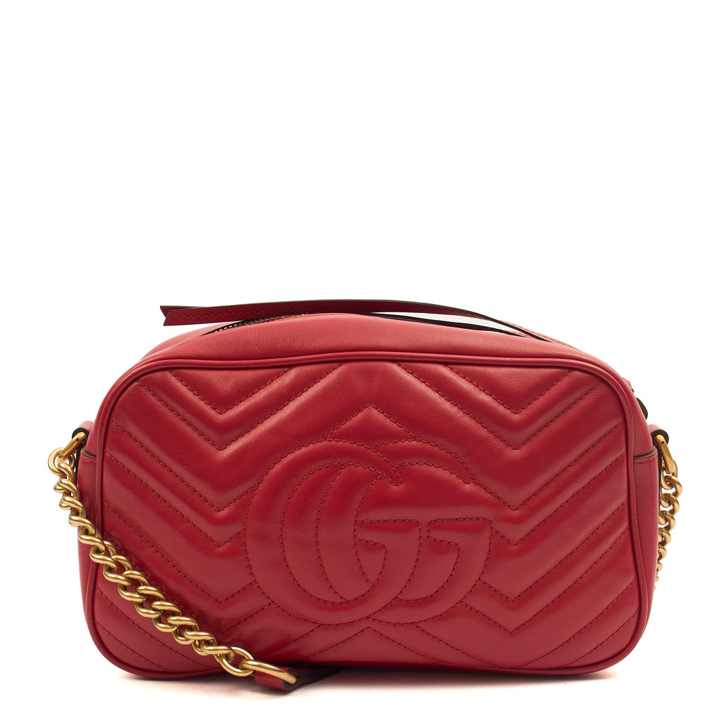 Gucci Cross Body Marmont Shoulder Bag - Small in Red, Leather