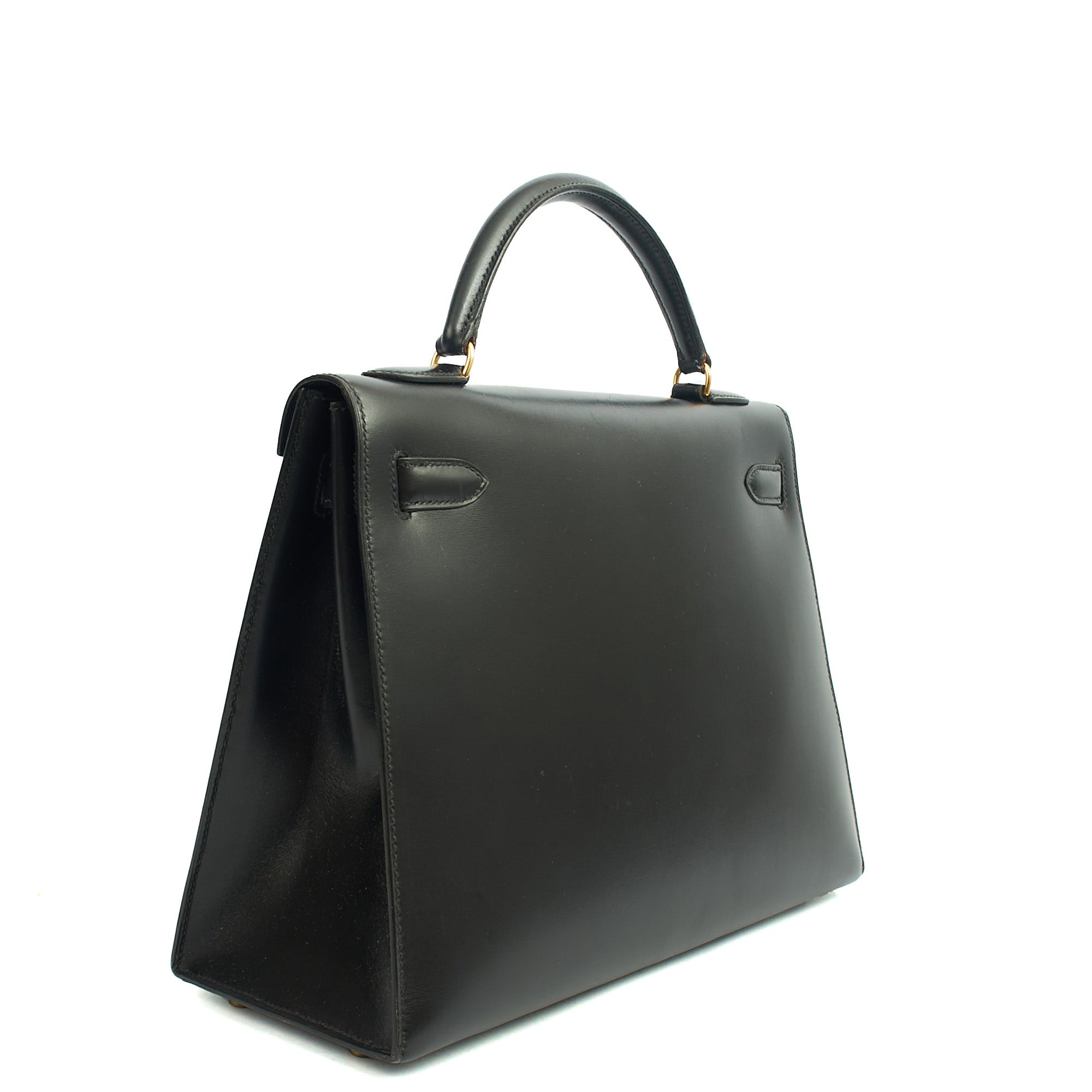 Hermes Top Handle Kelly 32 in Black, Box Calf Leather