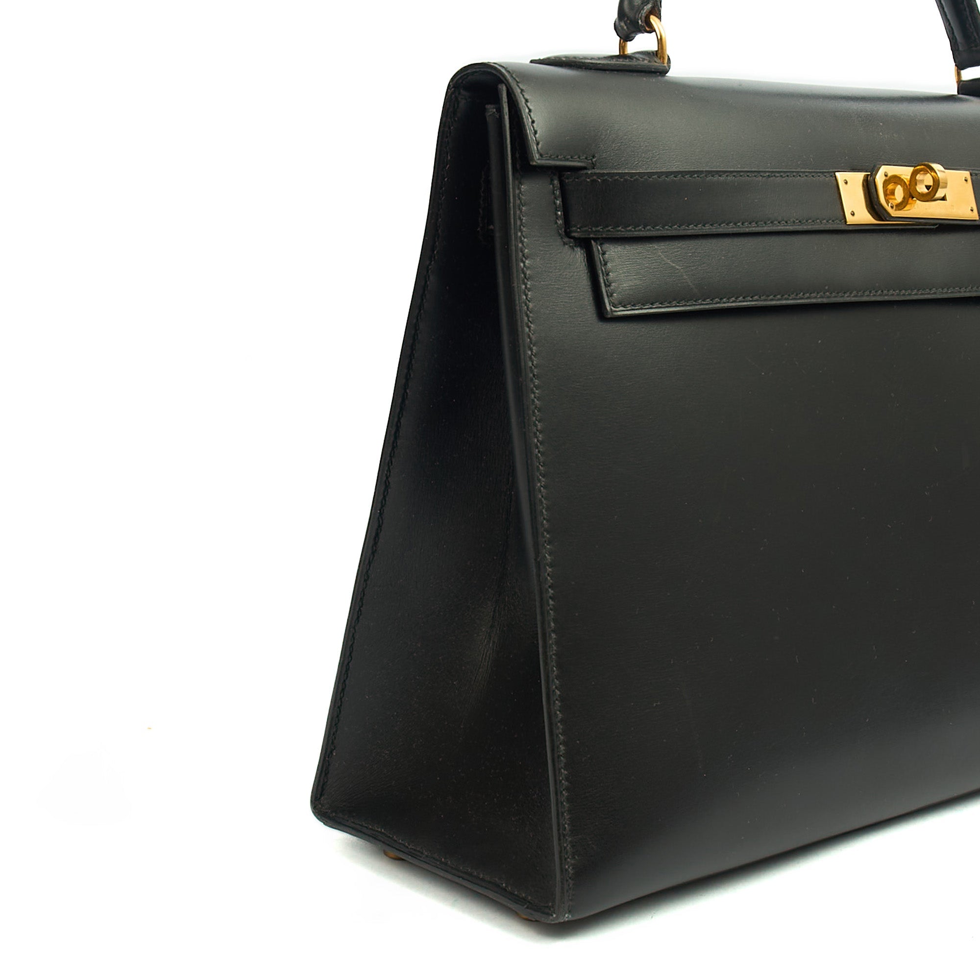 Hermes Top Handle Kelly 32 in Black, Box Calf Leather