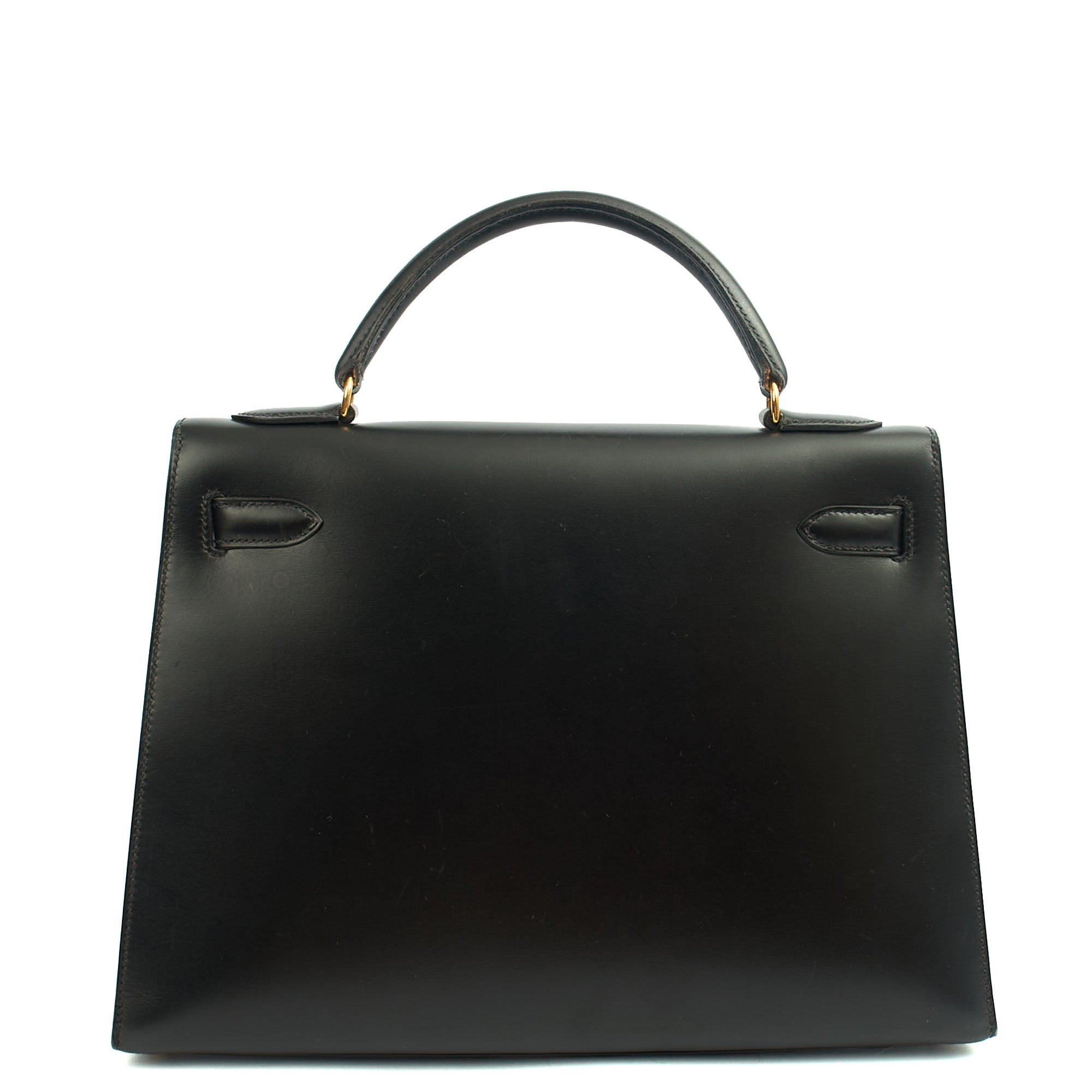 Hermes Top Handle Kelly 32 in Black, Box Calf Leather