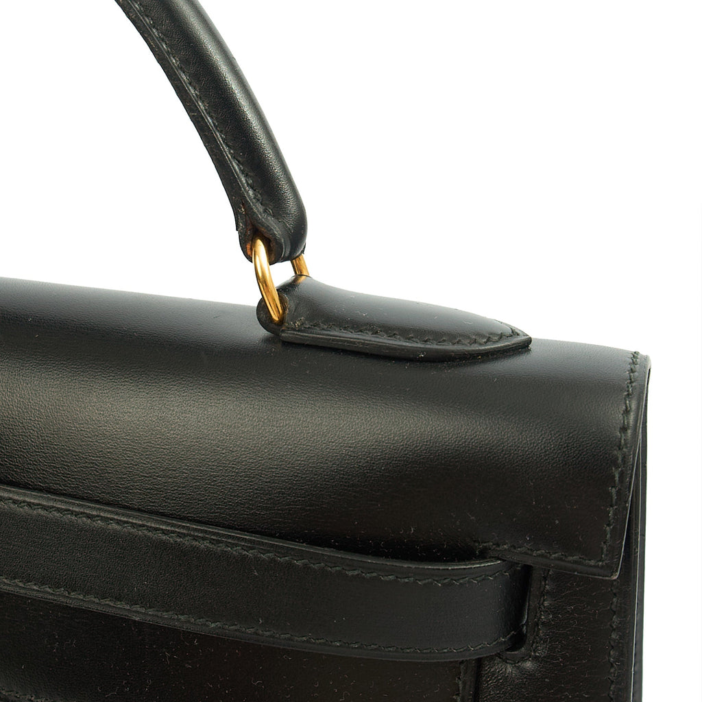 Hermes Top Handle Kelly 32 in Black, Box Calf Leather