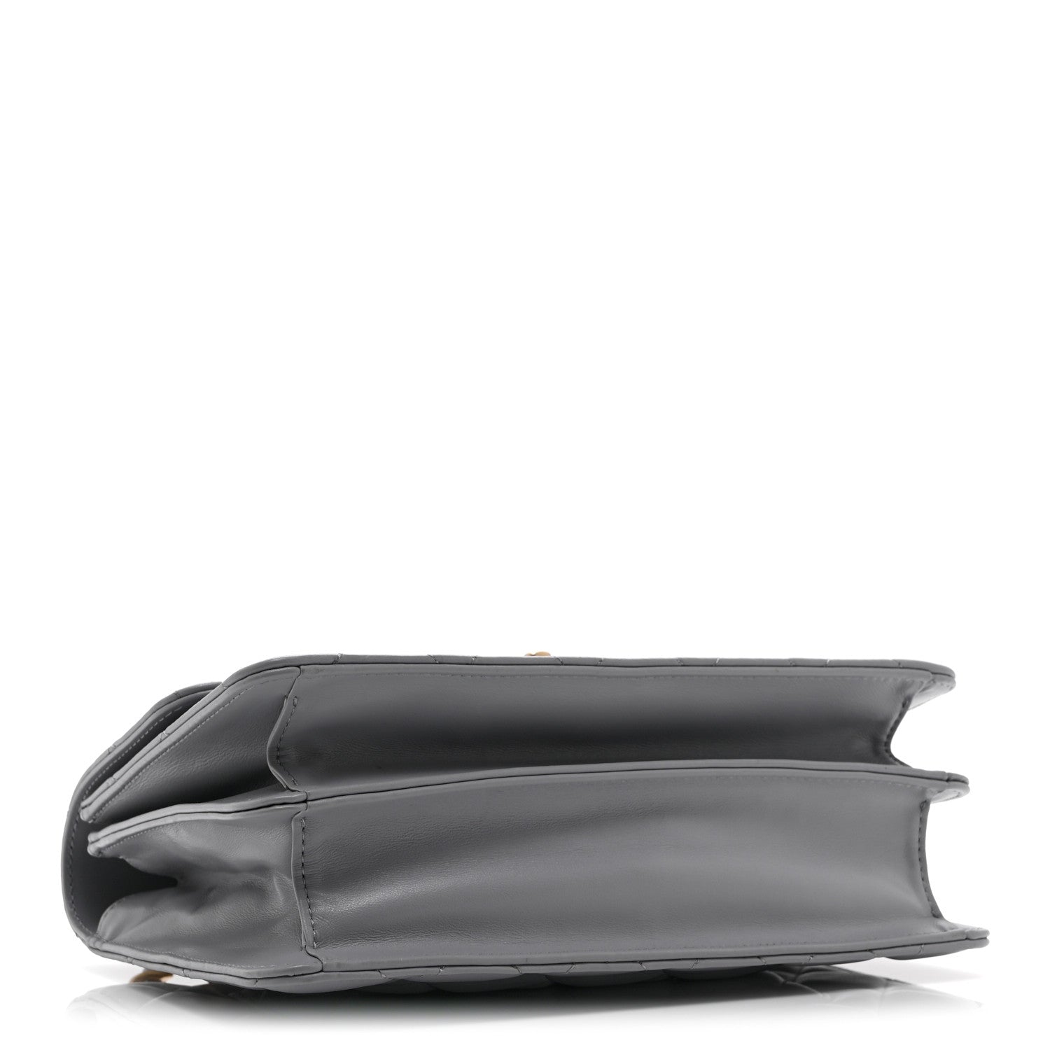 Caflskin Quilted Dual Handle Chain Flap Bag Grey