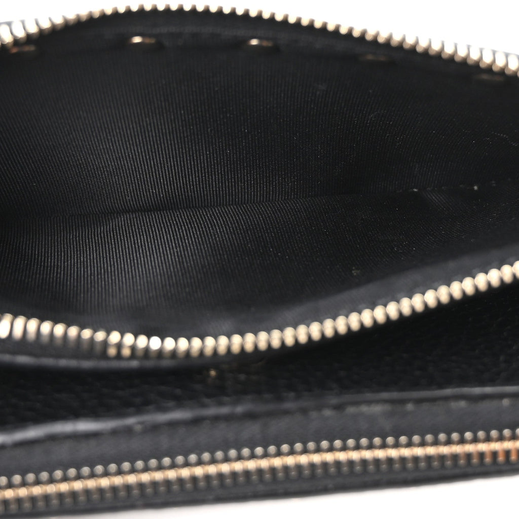 Pebbled Calfskin Rockstud Continental Wallet Black