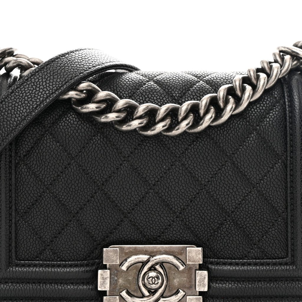 Caviar Quilted Small Boy Flap Black