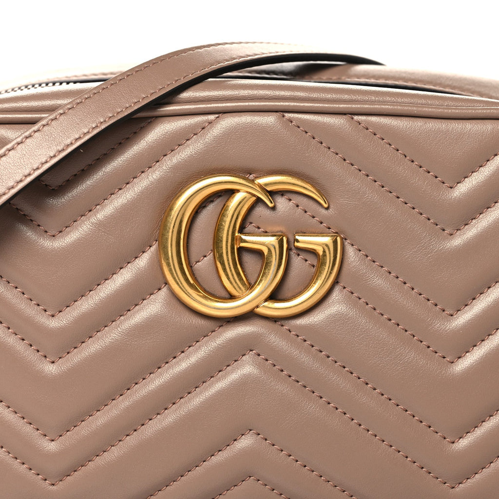 Calfskin Matelasse Small GG Marmont Chain Shoulder Bag Porcelain Rose