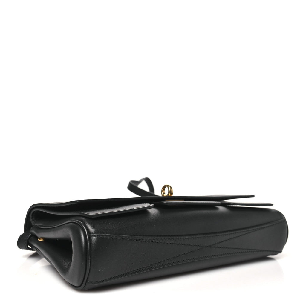 Smooth Calfskin Small Bel Air Clutch On Strap Black
