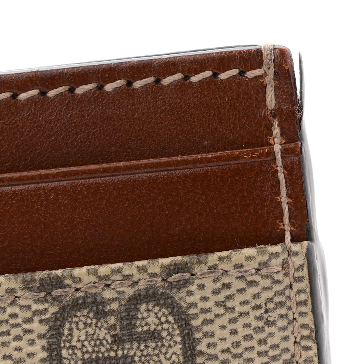 GG Supreme Monogram Calfskin  Holder Beige Ebony Cuir