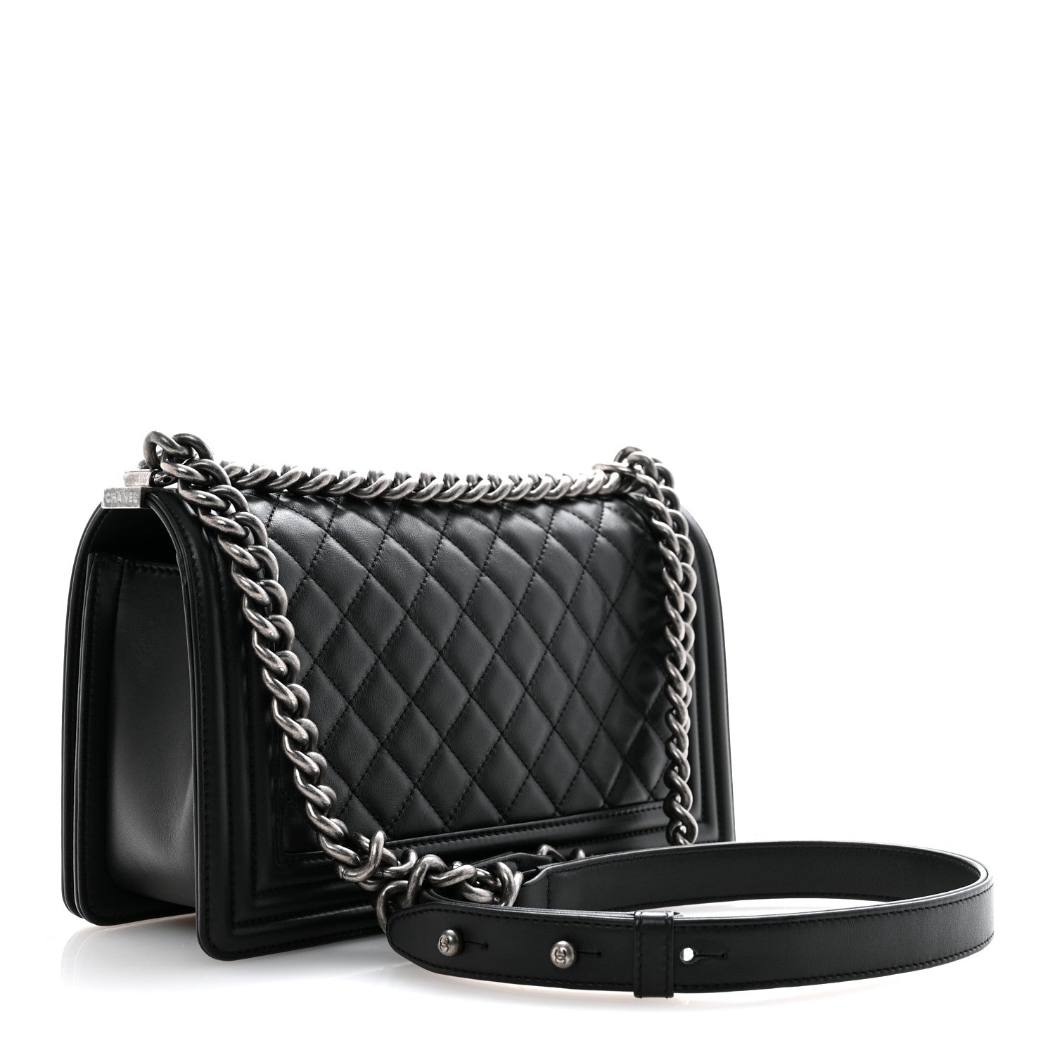 Calfskin Quilted Medium Boy Flap Black