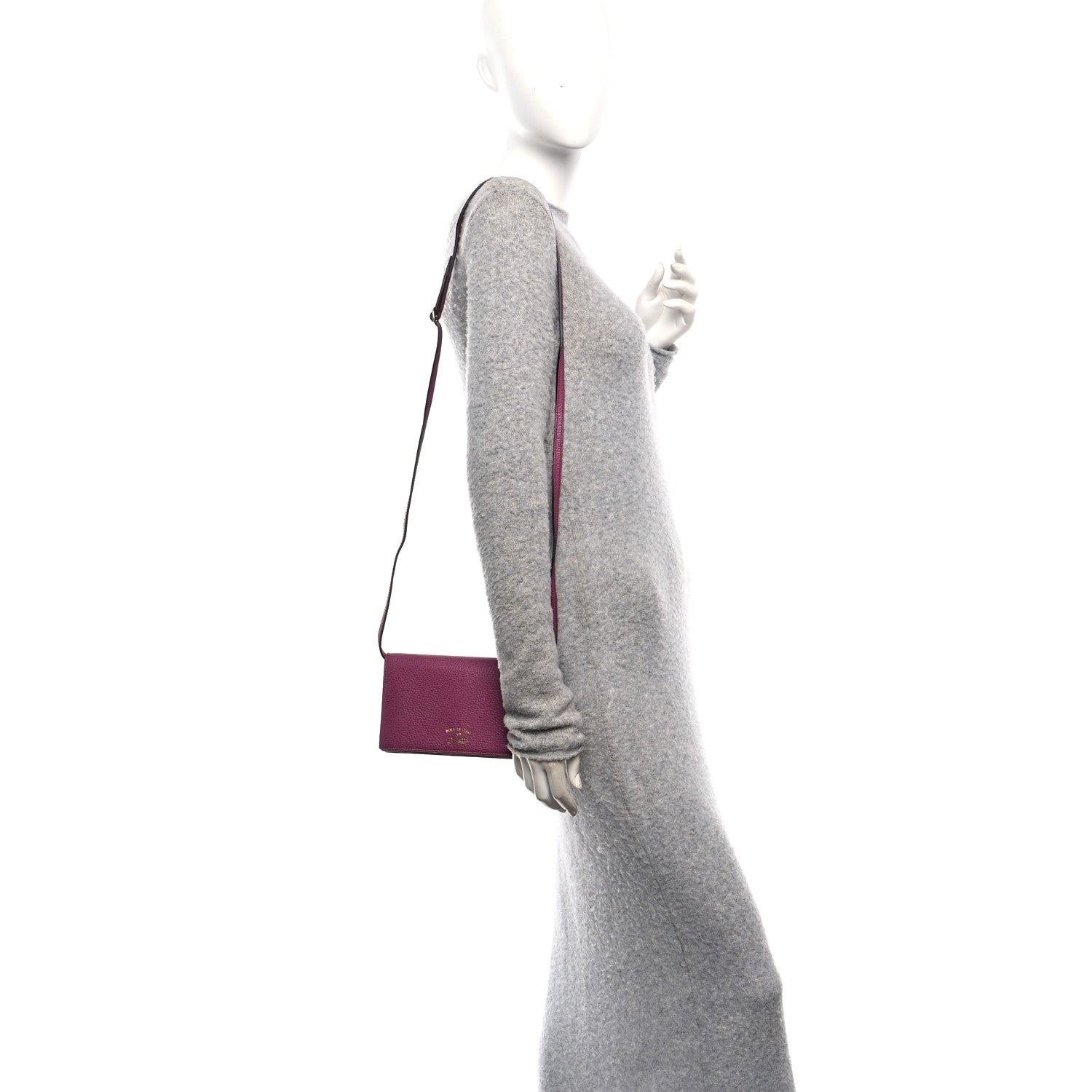Dollar Calfskin Mini Swing Wallet Bag Purple