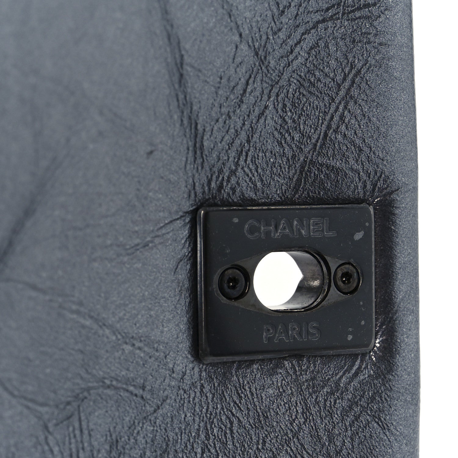 Metallic Aged Calfskin Quilted Mini Coco Handle Flap Charcoal