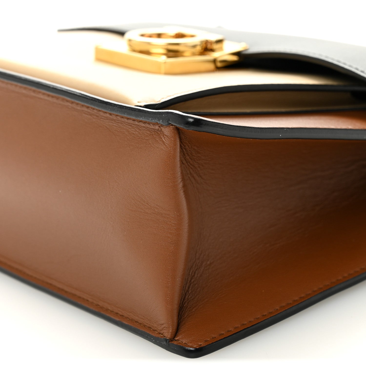 Calfskin Gancio Lock Marisol Top Handle Satchel Ecorce Black
