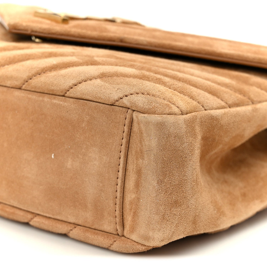 Suede Matelasse Chevron Monogram Medium College Bag Cinnamon