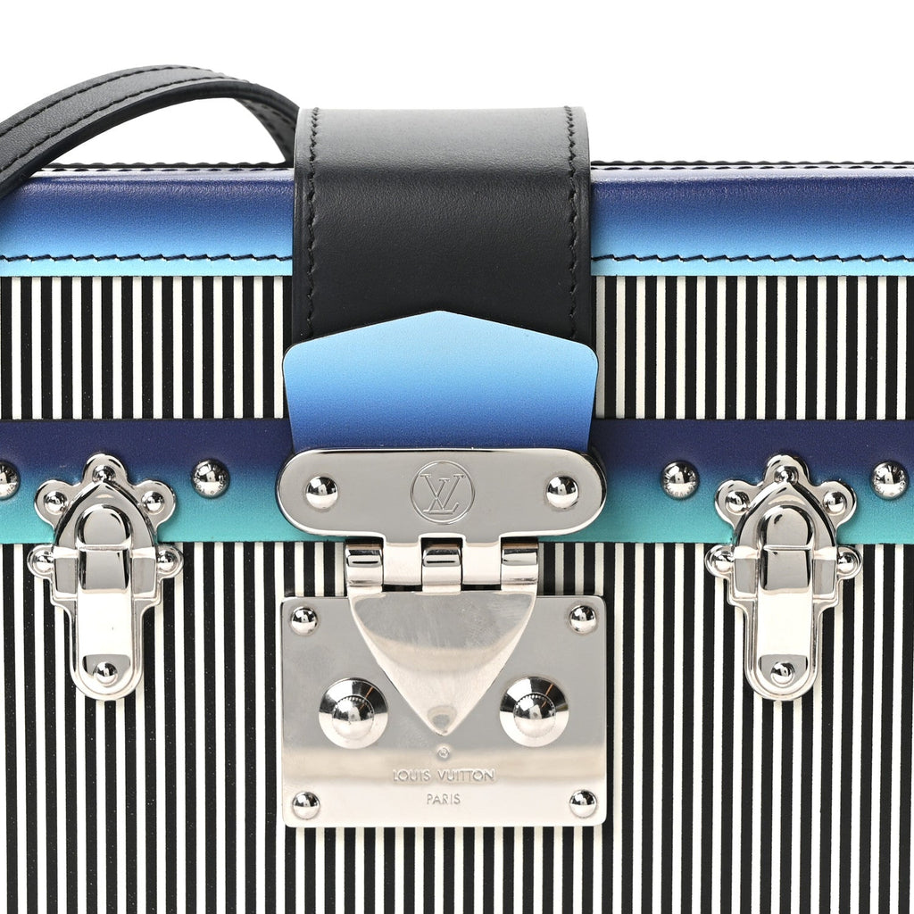 Calfskin Printed Petite Malle Blue
