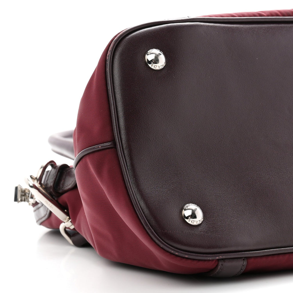 Nylon Tessuto Soft Calf Small Tote Granato