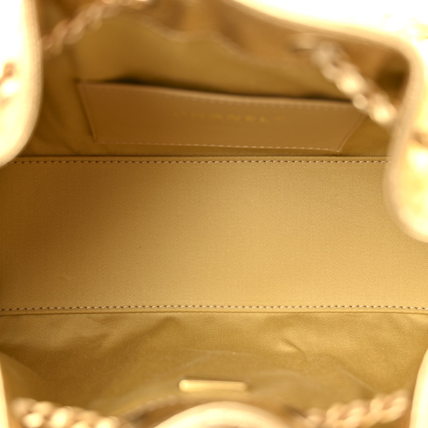 Metallic Caviar Quilted Mini Chanel 25 Handbag Gold