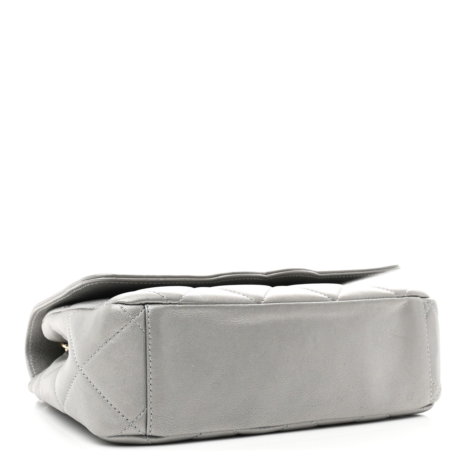 Metallic Goatskin Quilted Timeless CC Flap Silver