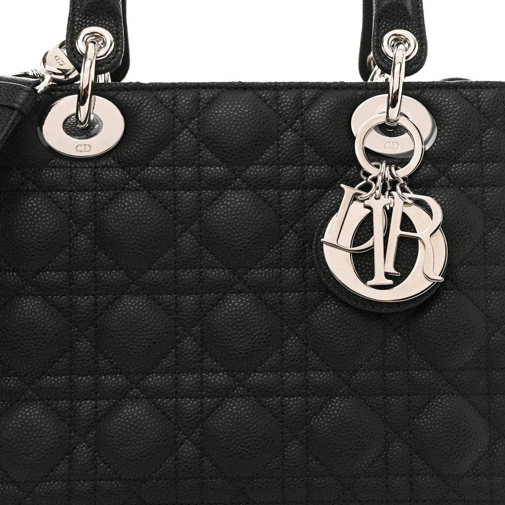 Grained Calfskin Cannage Medium Lady Dior Black