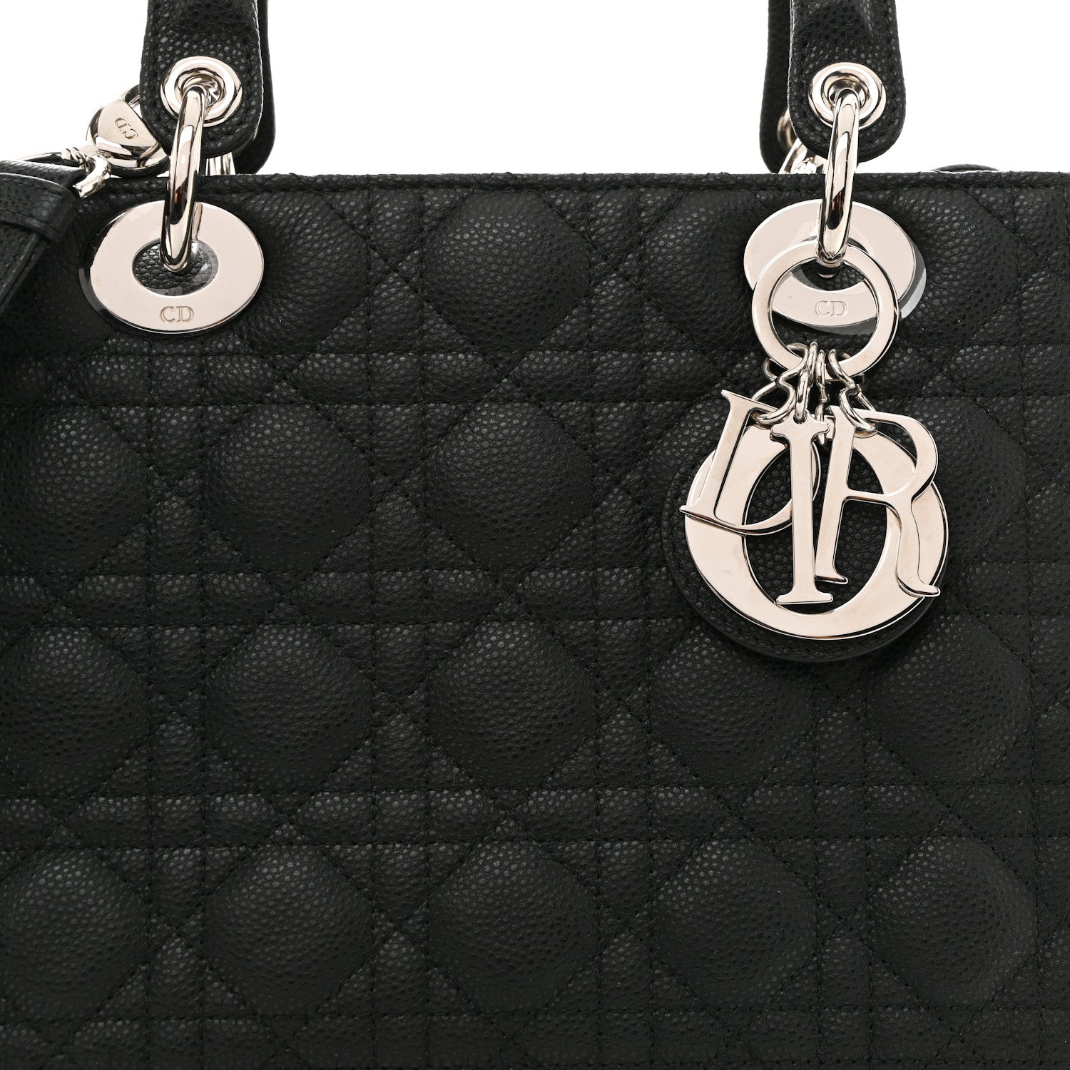 Grained Calfskin Cannage Medium Lady Dior Black