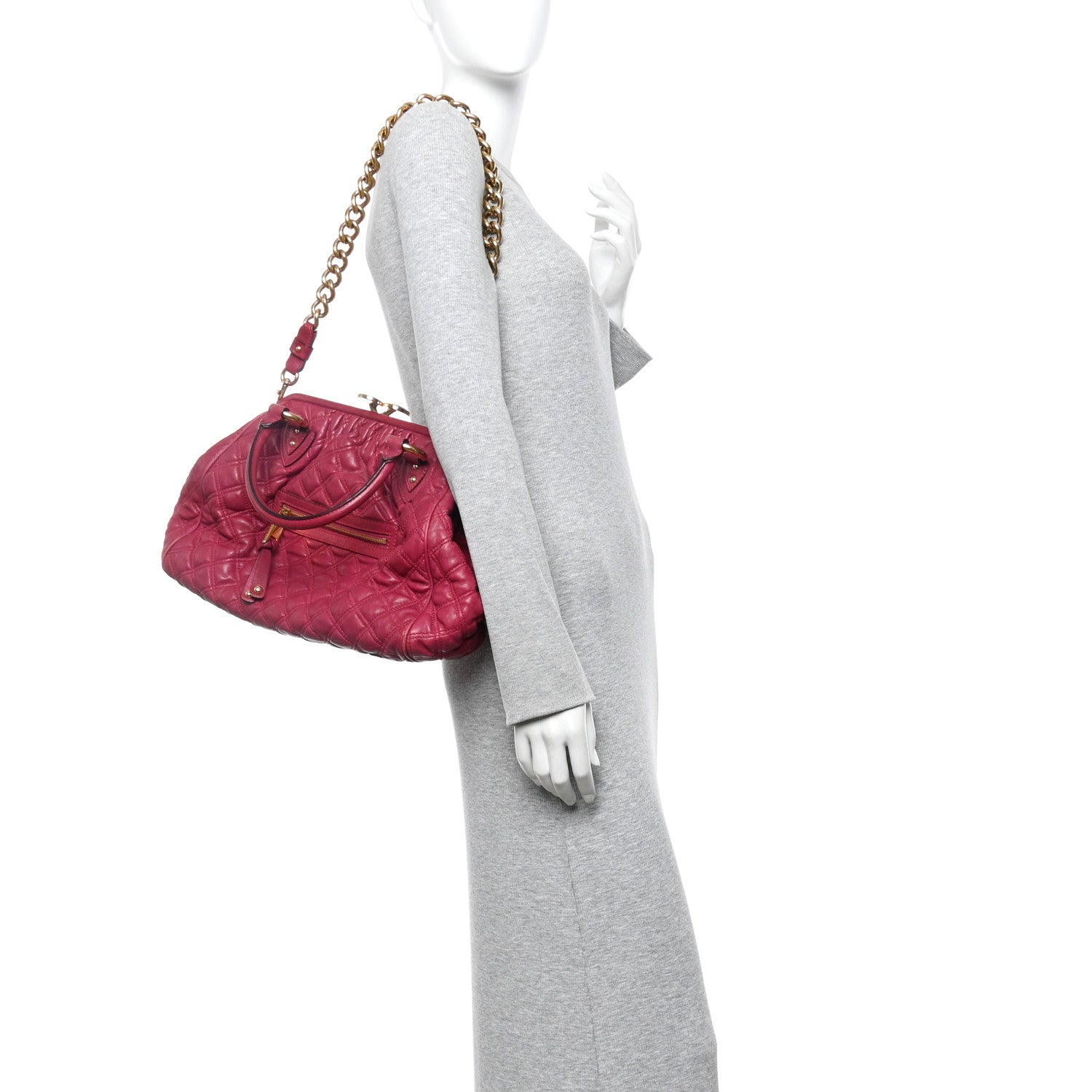Calfskin Quilted Leather Stam Bag Pink