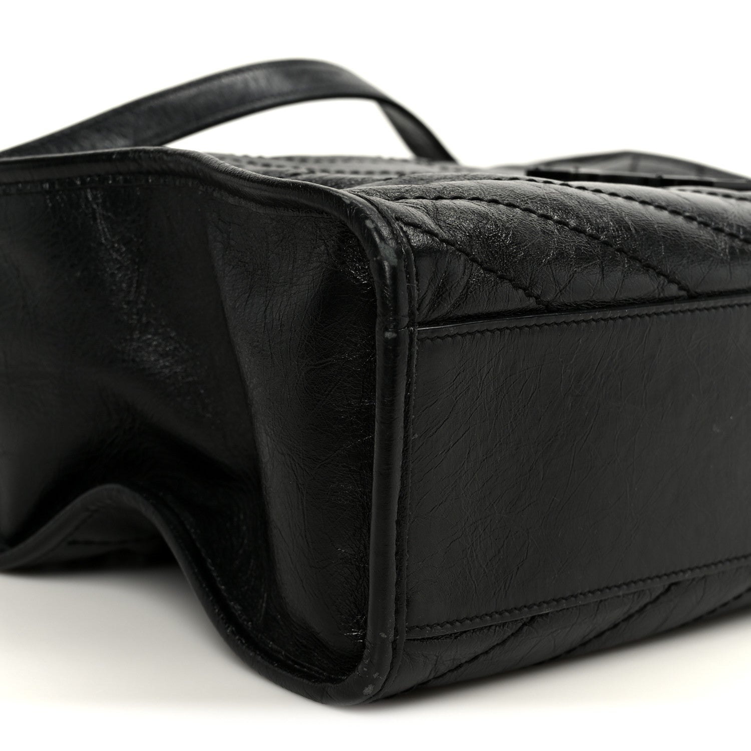 Crinkled Calfskin Matelasse Monogram Large Niki Shopper Tote Black