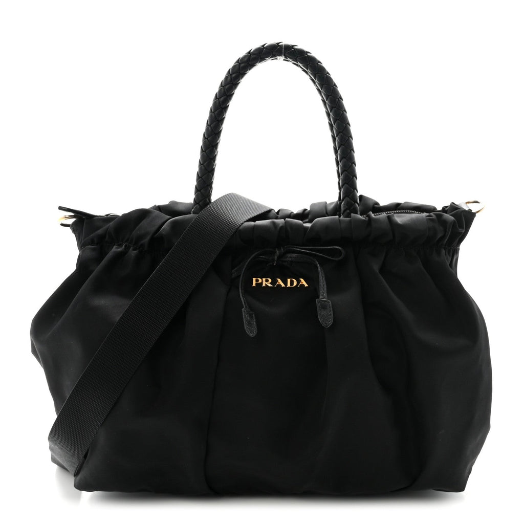 Tessuto Nylon Bow Shoulder Bag Black