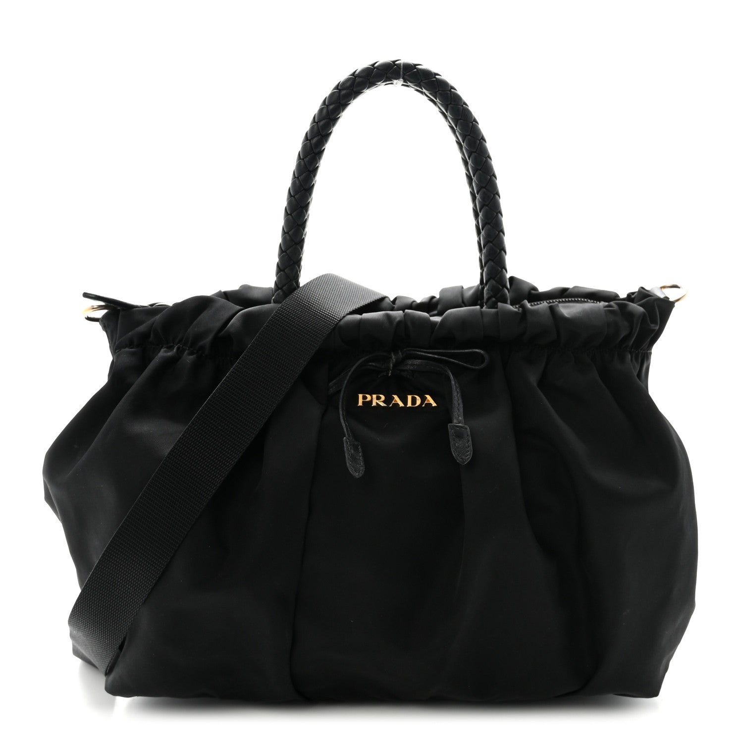 Tessuto Nylon Bow Shoulder Bag Black