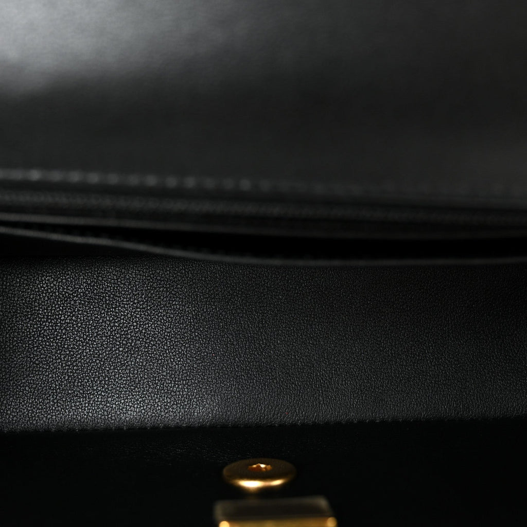 Lambskin Quilted Mini Strass On Top Flap Black