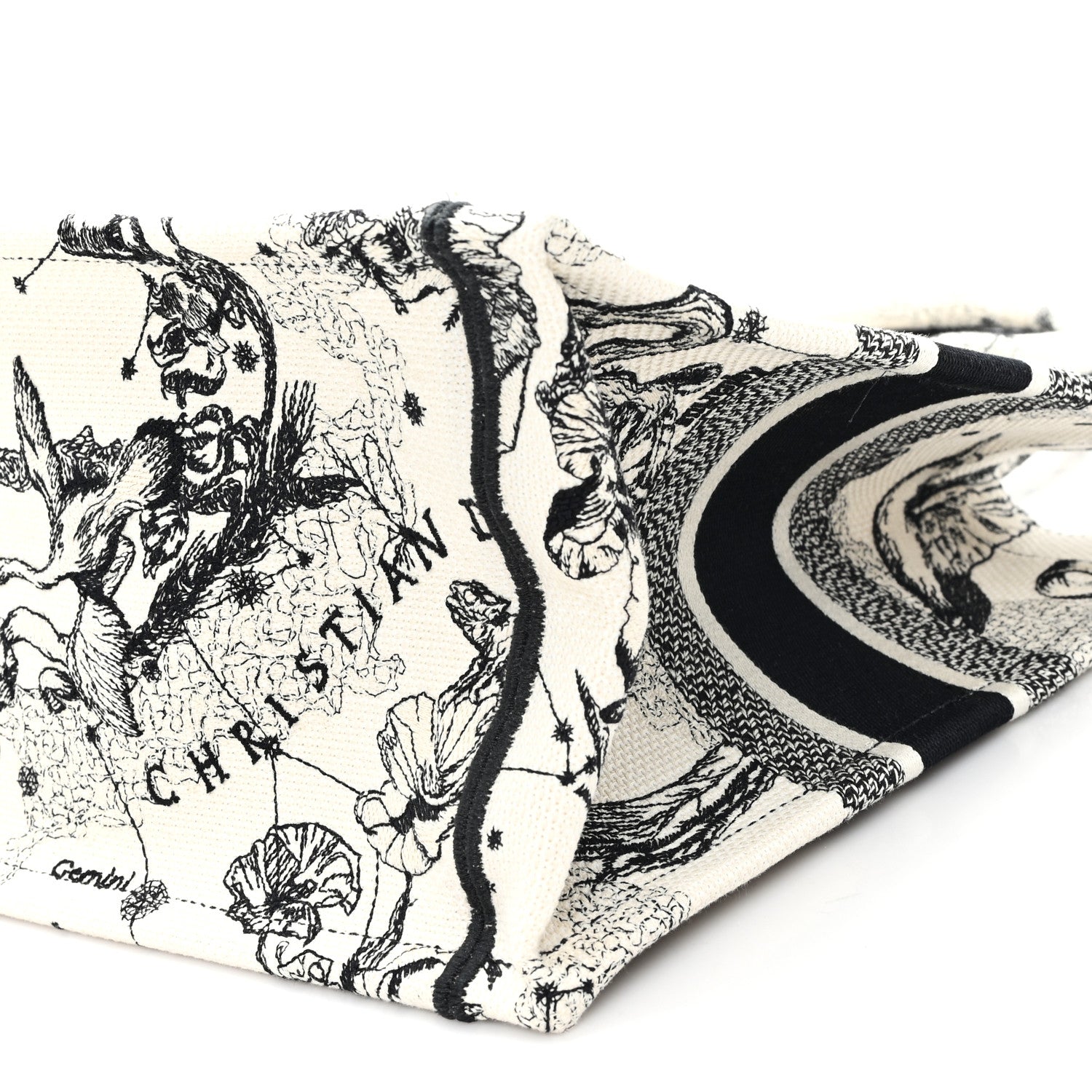 Canvas Zodiac Toile De Jouy Embroidered Medium Book Tote Latte