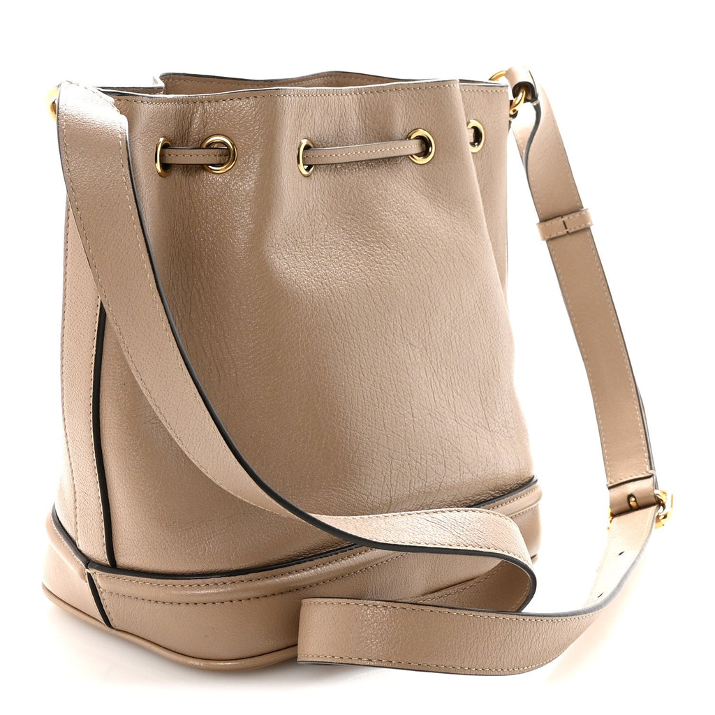 Grained Buffalo Horse Medal Bucket Bag Boyish Brown